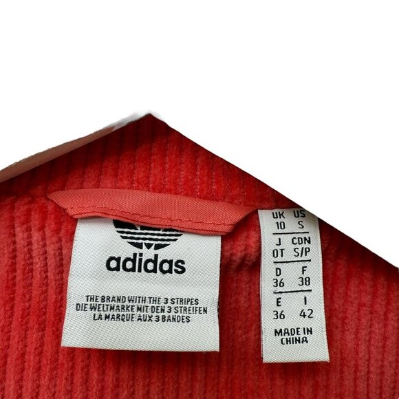 Adidas Corduroy Boyfriend Blazer Small Coral Womens Jacket Logo Oversized NWOT - Picture 5 of 16
